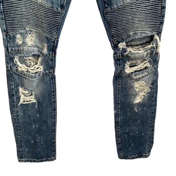 embellish jeans mens 32 Distressed Destroyed Tapered Skinny blue stretch - Picture 7 of 11